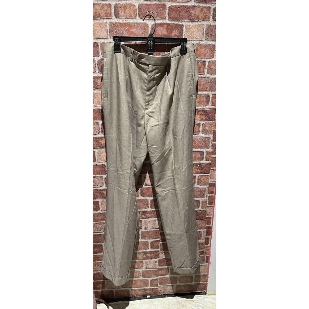 Polo Ralph Lauren Mens Dress Slack Pants Modern Fit Size‎ 34x34 Grey/Tan Cuffed